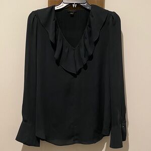 Ann Taylor Elegant Black Ruffled Blouse